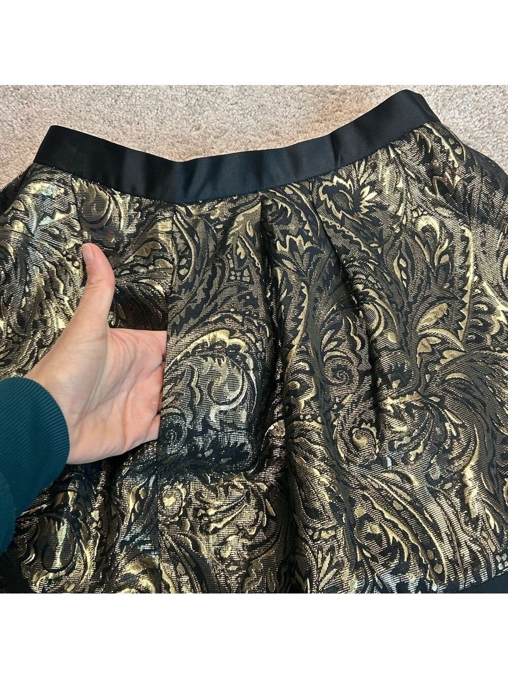 PINK Tartan gold brocade Tiffany mini skirt metallic skater circle Sz 6 NWOT - Picture 4 of 13